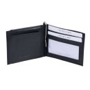 Dollarbörse Leder, schwarz, Geldbörse mit Metallbügel für Scheine