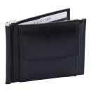 Dollarbörse Leder, schwarz, Geldbörse mit Metallbügel für Scheine