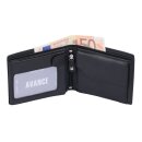 Ledergeldbörse mit Reißverschlussfach, schwarz