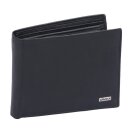 Ledergeldbörse mit Reißverschlussfach, schwarz