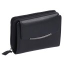 Damen Geldbörse schwarz Leder – kompakte Börse mit Reißverschluss