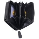 Damen Geldbörse schwarz Leder – kompakte Börse mit Reißverschluss