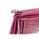 Reißverschlussbörse aus echtem Leder Hell Fuchsia pink, used look