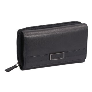 Lemondo Damenlangbörse, Leder, viele Kartenfächer, schwarz