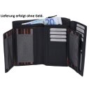 Lemondo Damenlangbörse, Leder, viele Kartenfächer, schwarz