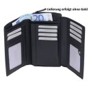 Lemondo Damenlangbörse, Leder, viele Kartenfächer, schwarz