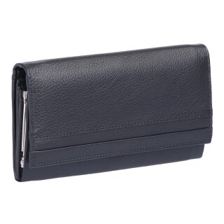 große Damenbörse mit Knipser Bügelbörse, Leder, schwarz RFID-Schutz