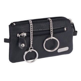Schlüsseltasche aus Leder schwarz – kompakt mit 2 Ringen