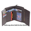 Kompakte Damenbörse Grau Leder – RFID Geldbörse mit vielen Kartenfächern