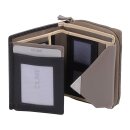 Leder Reißverschlussbörse schwarz-taupe...