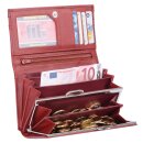 Flache Damenbörse rot Leder – Langbörse mit Knipsverschluss & RFID