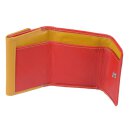 kleine Leder-Minibörse (kleiner wie EC-Karte), rot-gelb