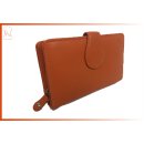 große Reißverschlussbörse, orange, Leder...