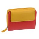 rot-gelbe Damenreißverschlussbörse, Leder