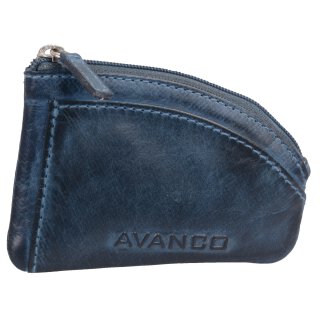 XL Schlüsseltasche blau geflammt, Leder, für Autoschlüssel