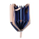 Damen Reißverschlussbörse aus Leder hellblau-beige von Lemondo