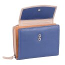 Damen Reißverschlussbörse aus Leder hellblau-beige von Lemondo