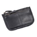 Schwarze Leder Schlüsseltasche – mit Metallreißverschluss und Schlüsselringen