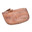 Leder Schlüsselmäppchen braun schattiert – AVANCO Schlüsseltasche mit Frontfach
