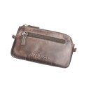 Graues Leder Schlüsselmäppchen – AVANCO Schlüsseltasche mit Frontfach