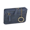 Blaue Leder Schlüsseltasche mit Kartenfächern und Schlüsselring