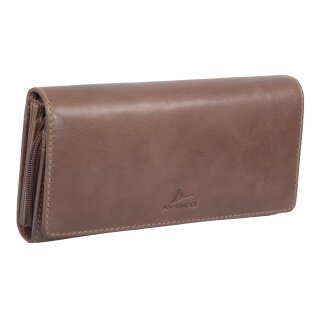 Damen Portemonnaie Braun aus Leder – große Geldbörse mit Kartenfächern