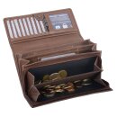 Damen Portemonnaie Braun aus Leder – große Geldbörse mit Kartenfächern