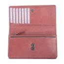 Damen Geldbörse aus Echtleder cherry rot – kompakte Überschlagbörse mit RFID