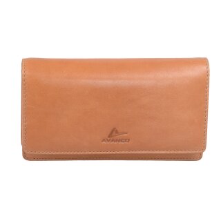 Damenportemonnaie Langbörse ocker aus Leder mit RFID-Blocker