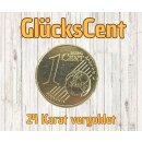 GlücksNugget Schlüsseltasche mit XXL-Öffnung und 2 Schlüsselringen aus Leder, blau + vergoldeter Glückscent